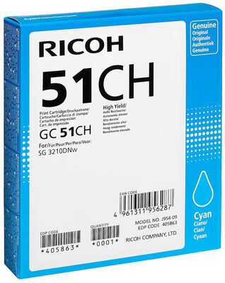 Original Ricoh 405863 GC-51 CH Tintenpatrone Cyan (~2500...
