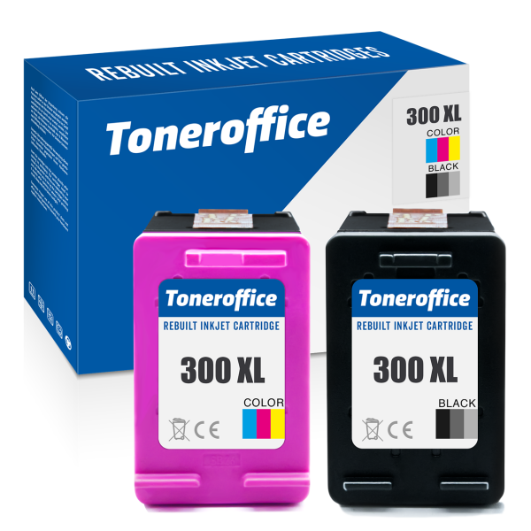 Kompatibel HP 300 XL 2Pack 1x Schwarz 1x Farbe CC641EE CC644EE Druckerpatronen Set