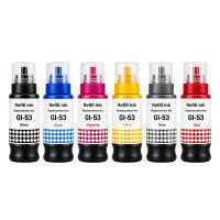 Kompatibel zu Canon GI-53 Tinte BK C M Y GY R 6er Set Multipack (BK~3700 S./C M Y GY R~3000 S.)