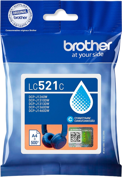 Original Brother LC-521C Cyan Druckerpatrone (~500 Seiten)