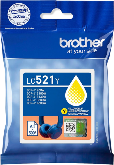 Original Brother LC-521Y Gelb Druckerpatrone (~500 Seiten)