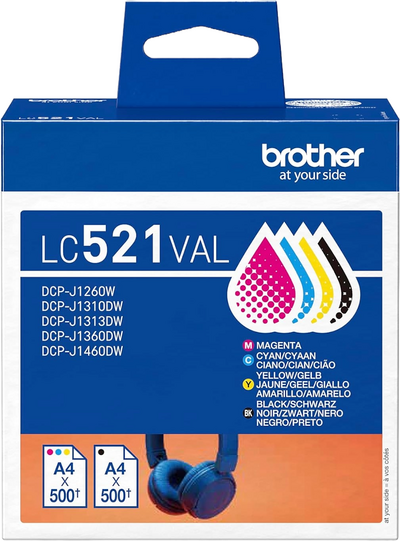 Original Brother LC-521VAL Druckerpatronen BK C M Y...