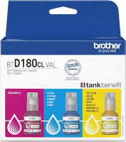Original Brother BTD180CLVAL Tinte 4er Set Multipack (BK~108ml / CMY~48,8ml)