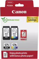 Original Canon PG-575 + CL-576 Schwarz und Color Multipack + Fotopapier