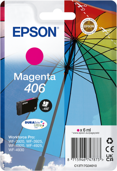 Original Epson 406 C13T17G34010 Magenta Druckerpatrone...