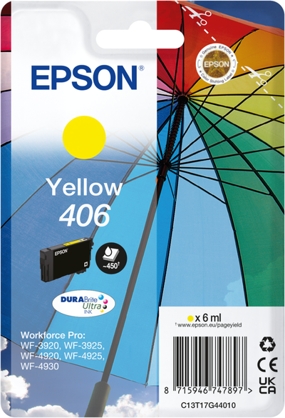 Original Epson 406 C13T17G44010 Gelb Druckerpatrone...