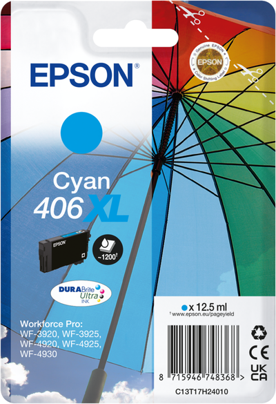 Original Epson 406XL C13T17H24010 Cyan Druckerpatrone...